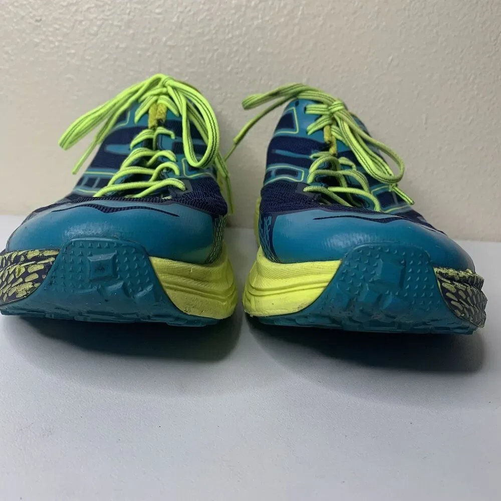 Hoka One One Speedgoat 2 Trail Running Shoes Bright Blue Neon Green Mens Sz 12.5